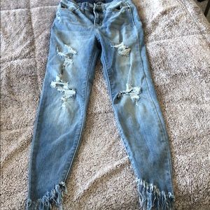High waisted light denim jeans